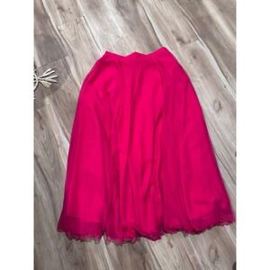 Vintage Pierre La Biche Fuchsia Pink Pleated Full‎ Maxi elegant Skirt Size 8
A3